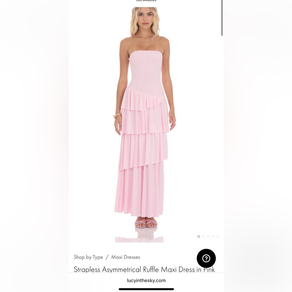 Lucy in the Sky Pink Strapless Ruffled Gown